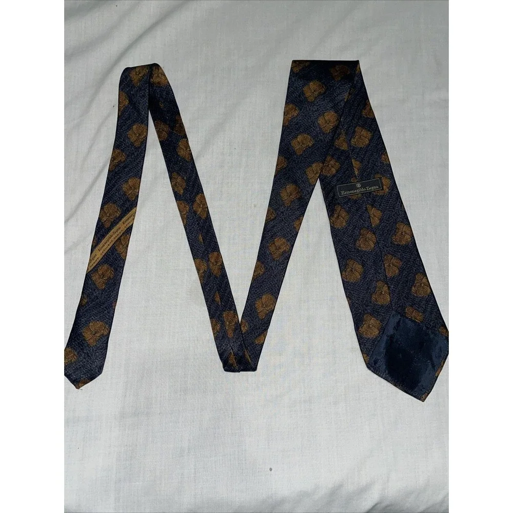 Ermenegildo Zegna Men’s Dress Tie Size 56” 3.75” Blue Floral Business Formal